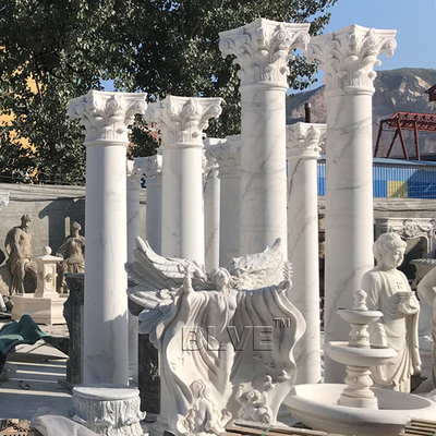 BLVE White Marble Roman Columns Natural Stone Greek Column Building Pillar Out Door Indoor Decorative