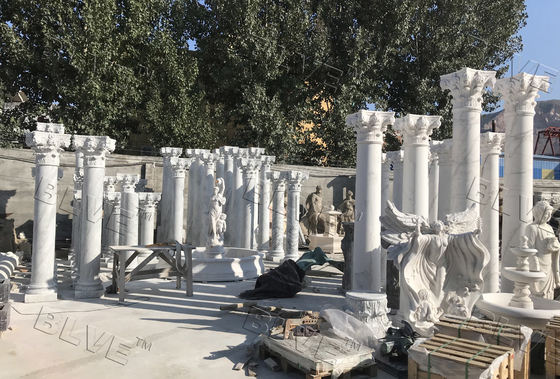 BLVE White Marble Roman Columns Natural Stone Greek Column Building Pillar Out Door Indoor Decorative
