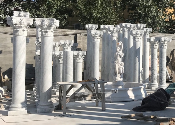 BLVE White Marble Roman Columns Natural Stone Greek Column Building Pillar Out Door Indoor Decorative