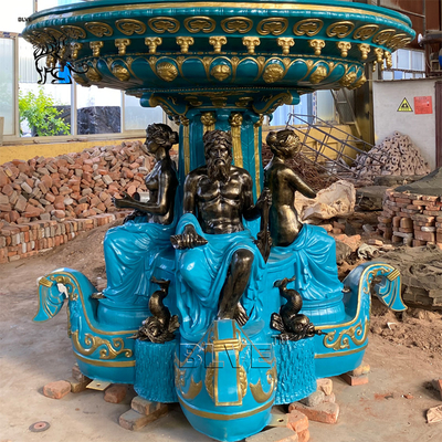 BLVE Large Bronze Garden Water Fountain French La Fontaine Des Fleuves Square Fountains Metal Greek God Fountain