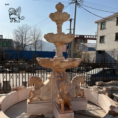BLVE Natural Stone Garden Horse Fountains Modern Marble Water Fountain Hand Carving Large Outdoor