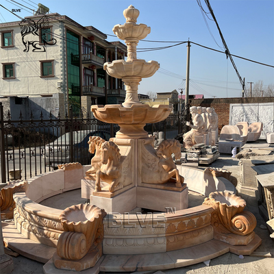 BLVE Natural Stone Garden Horse Fountains Modern Marble Water Fountain Hand Carving Large Outdoor
