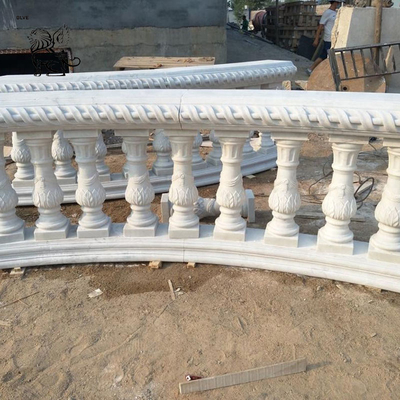 BLVE White Marble Stair Handrail Railing Natural Stone Balustrade Villa Balconies Railing Design Modern Art Carving