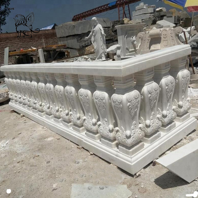 BLVE White Marble Stair Handrail Railing Natural Stone Balustrade Villa Balconies Railing Design Modern Art Carving
