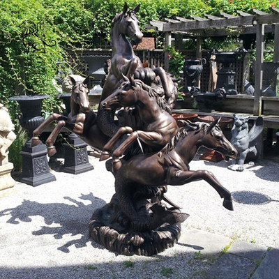BLVE Life Size Fishtail Horse Bronze Pool Water Fountain Metal Animal Yard Fountains Home Outdoor Garden Decorative