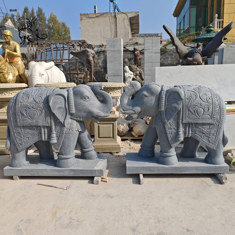 Bluestone Marble Elephant Statues Limestone Life Size Animal Statue ...