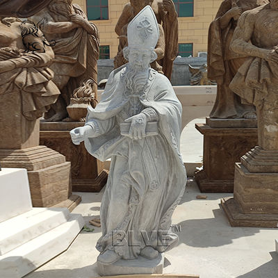 Estatua del santo de mármol que sostiene la Biblia piedra natural granito santos religiosos escultura tamaño de vida antigüedad