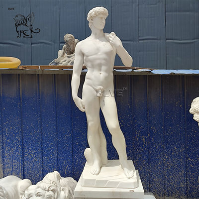Estatua de David de mármol Jardín David King Escultura cuerpo de hombre desnudo Héroes famosos tallado a mano tamaño de vida