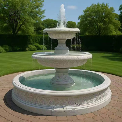 Fuentes redondas de mármol patio delantero exterior Fuente de agua luces para el hogar jardín