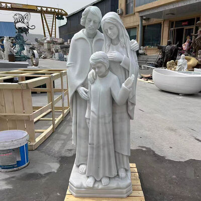 Marble Holy Family Statue Sculpture Life Size Christian Religious Statues Figure Handcarved Church Courtyard Project